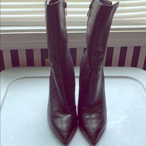 Faux Snakeskin Heeled Ankle Boots